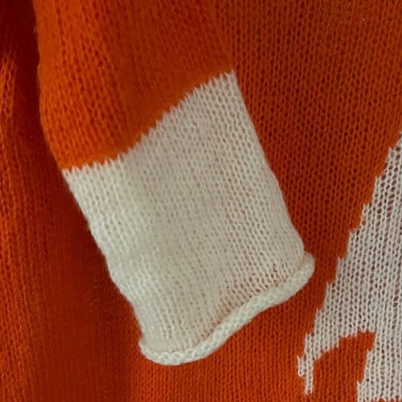 Wooden Ships Womens Mohair Wool Blend Sweater Size S/M Orange Hi Low Hem Sailing - Picture 3 of 5
